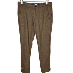 Lands End Brown & Gold Metallic Wool-Blend Low-Rise Trousers, Size 2